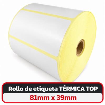 Rollo de etiqueta Termica 81mm x 39mm x 200 unidades Buje 13mm